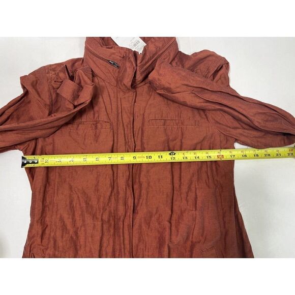 Eileen Fisher Rust Orange Crinkle Jacket tuck away Hood Size XS Nylon Blend - Picture 11 of 12